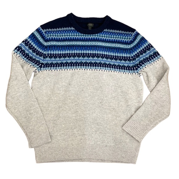 SOLD OUT J. Crew Fair Isle LambsWool Crewneck Sweaters bundle of two sweaters M - Picture 3 of 16